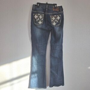 Sexy Couture Girls Bootcut Jeans Embellished Pockets Dark Wash Size 13